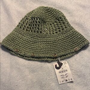Zara Green Crochet Bucket Hat